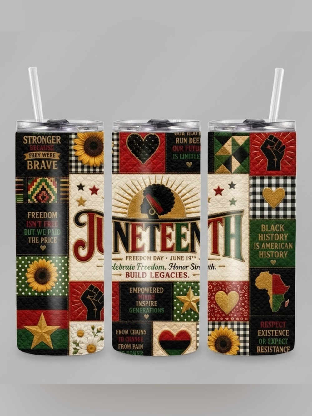 Juneteenth Quilt Tumbler